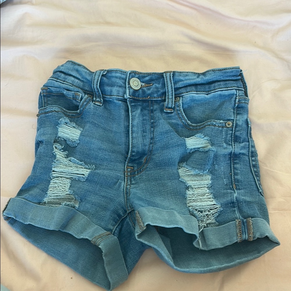 Aeropostale Blue Jean Shorts Distressed Frayed Hem